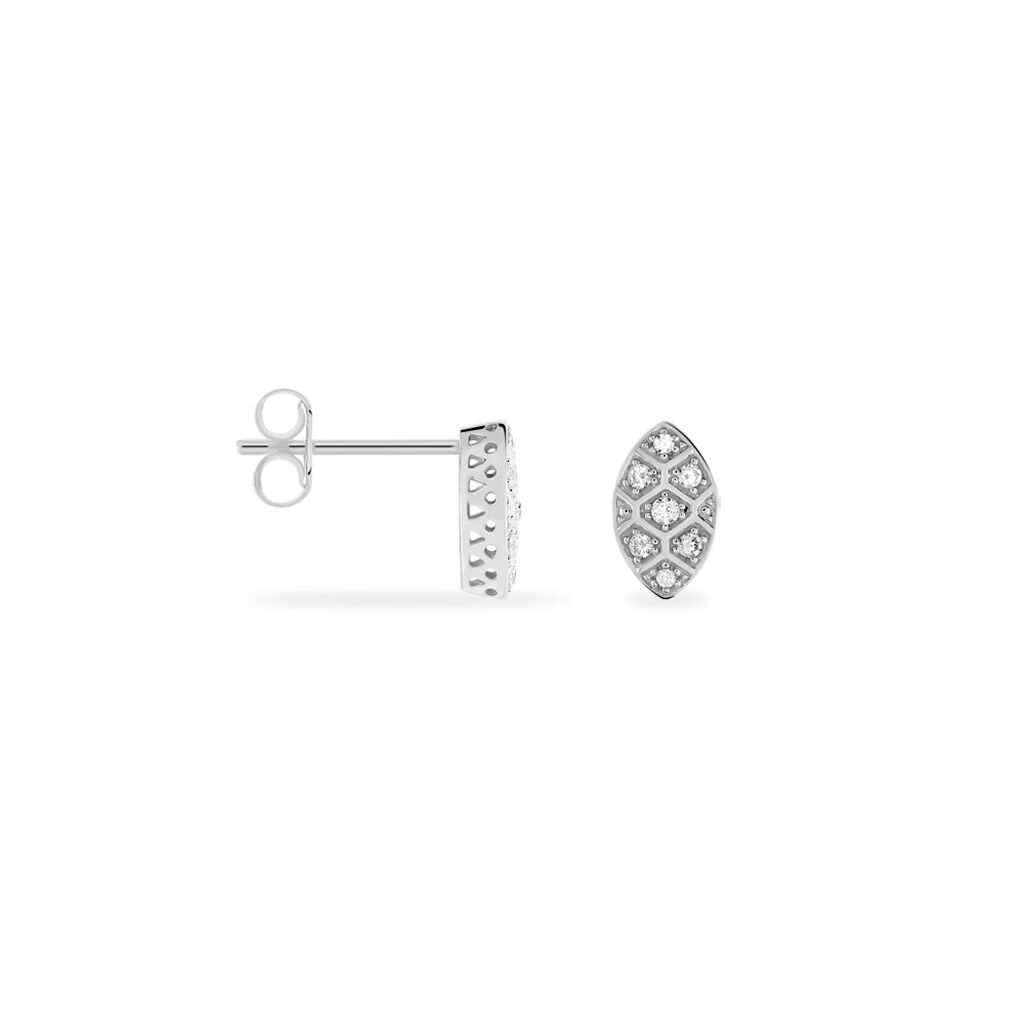 Damen Ohrstecker Weißgold 375 Zirkonia Mandel Sitaa  - Ohrstecker Damen | OROVIVO