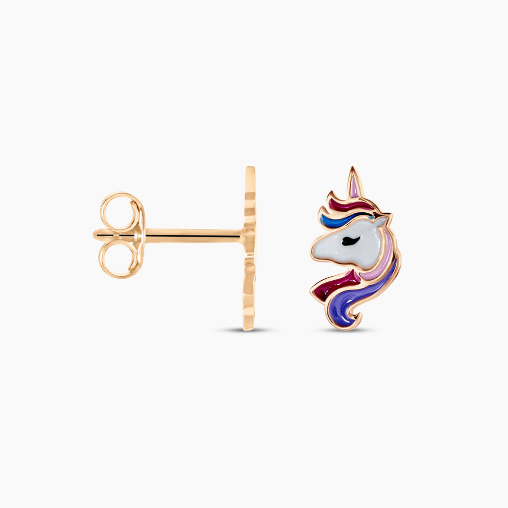 Kinder Ohrstecker 925 Silber Rosé vergoldet Einhorn Candice - Ohrstecker Kinder | OROVIVO