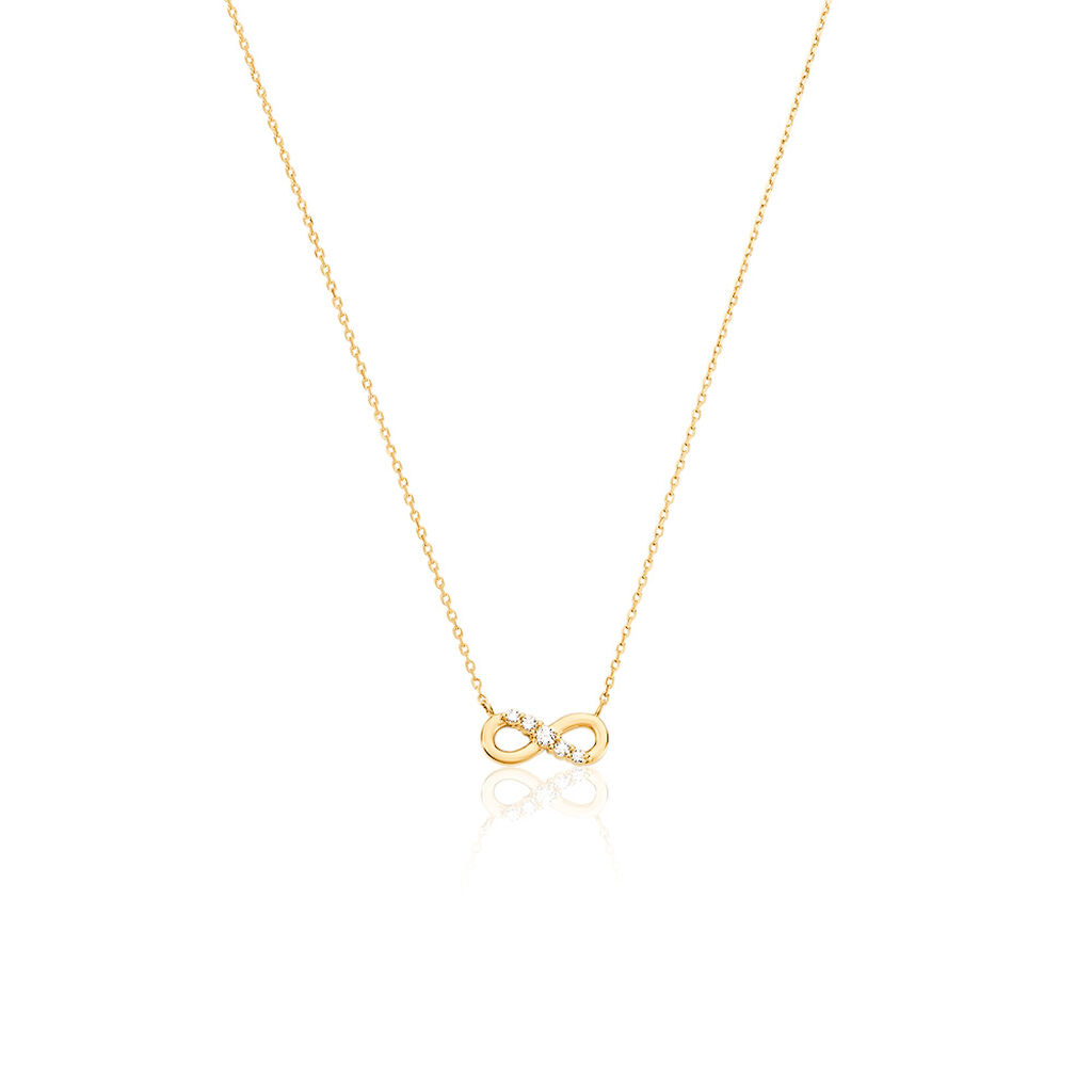 LUCIANA Damen Collier Gold 375 (9 Karat) Synthetischer Diamant Weiß 0,03 ct Unendlichkeit - Halsketten Damen | OROVIVO