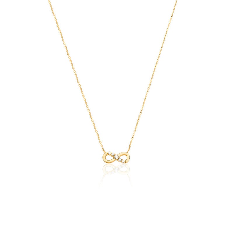 LUCIANA Damen Collier Gold 375 (9 Karat) Synthetischer Diamant Weiß 0,03 ct Unendlichkeit - Halsketten Damen | OROVIVO