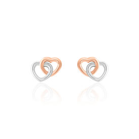 Damen Ohrstecker Gold 375 Bicolor Herz - Ohrstecker Damen | OROVIVO