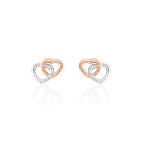 Damen Ohrstecker Gold 375 Bicolor Herz - Ohrstecker Damen | OROVIVO