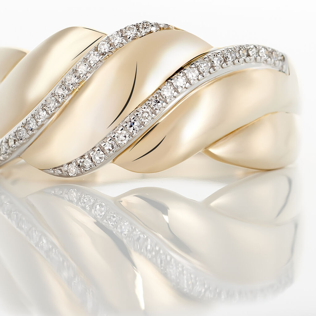 Bague Or Jaune Elyanne Et Diamants - Spannringe Damen | OROVIVO
