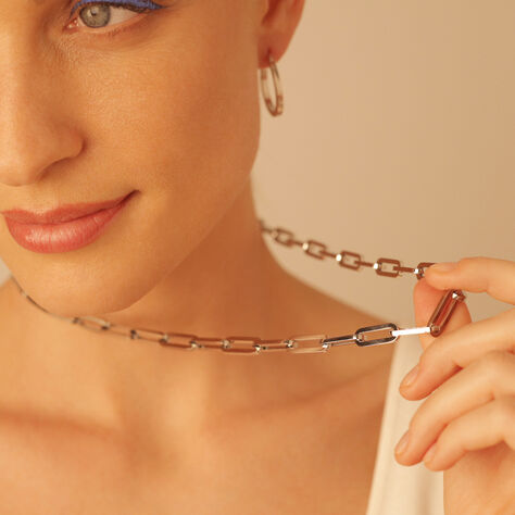 Damen Gliederkette Edelstahl Silber Liliana - Halsketten  | OROVIVO