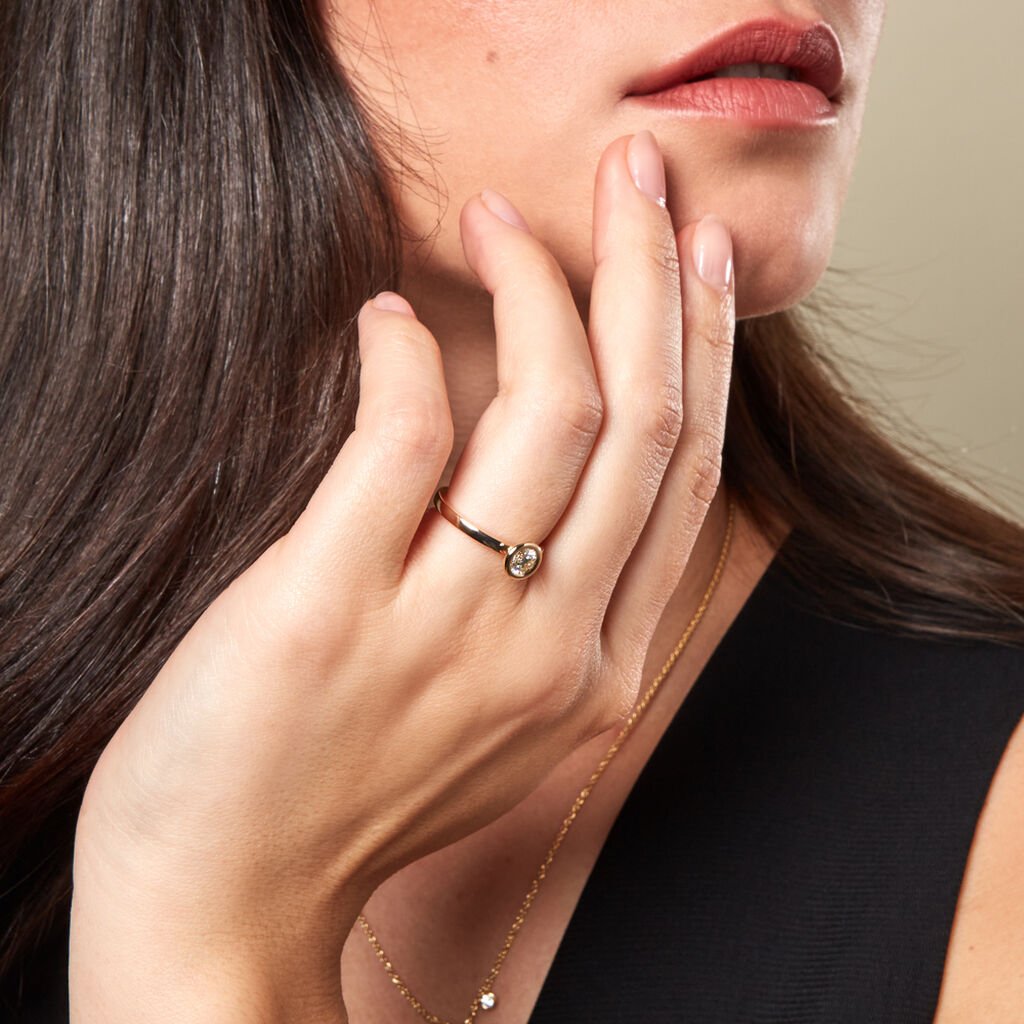 ESTELLE Damen Ring Gold 585 (14 Karat) Diamant Weiß 0,4 ct B 1,8 mm - Ringe mit Stein Damen | OROVIVO