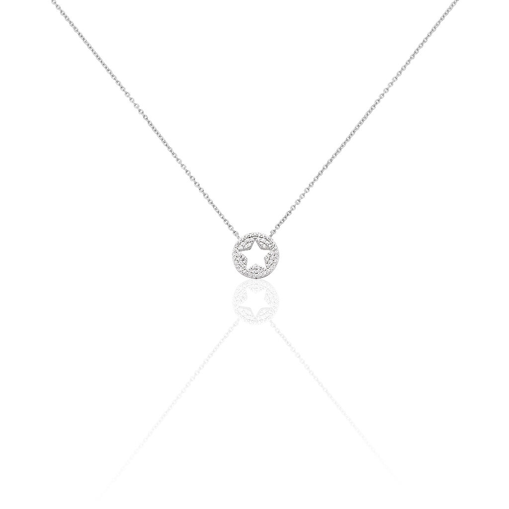 KOSSARA1 Damen Collier Silber 925 Zirkonia Wei&szlig; Stern