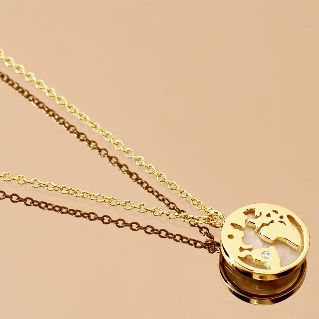 Damen Halskette Silber 925 Vergoldet Welt Zirkonia - Halsketten Damen | OROVIVO