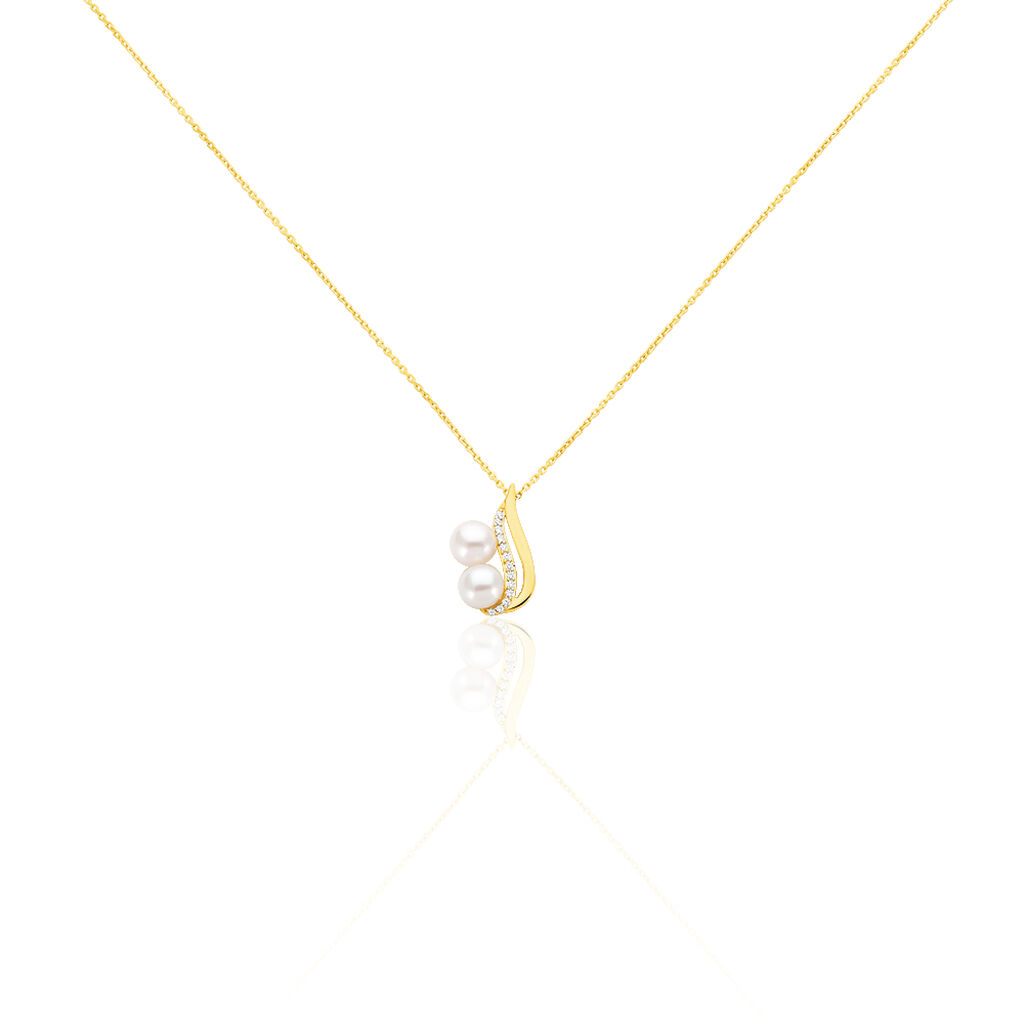 Damen Halskette Gold 375 Zuchtperle Zirkonia Loeva  - Halsketten Damen | OROVIVO