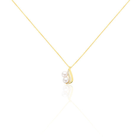Damen Halskette Gold 375 Zuchtperle Zirkonia Loeva  - Halsketten Damen | OROVIVO