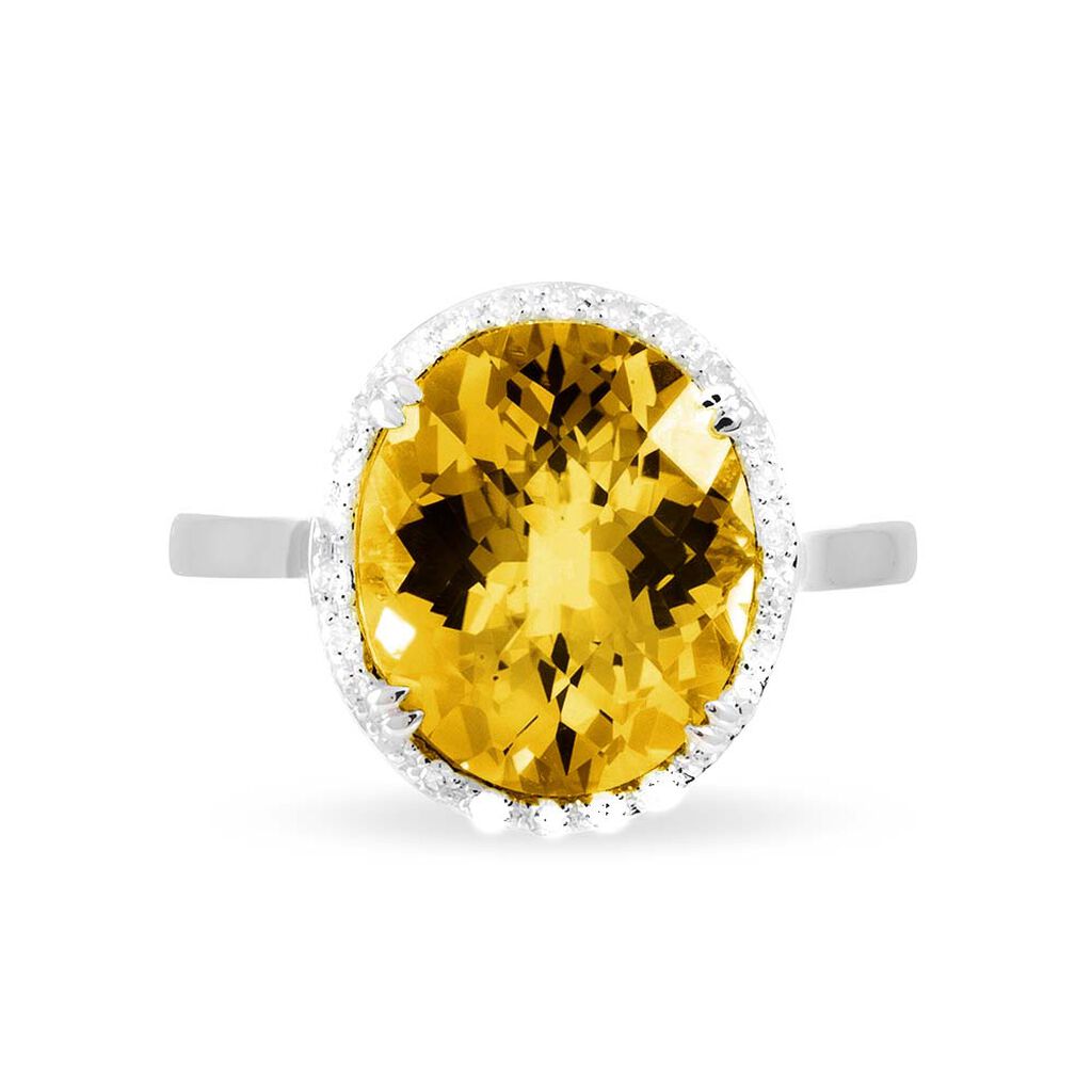 Bague Anna Or Blanc Citrine Et Diamant - Spannringe Damen | OROVIVO