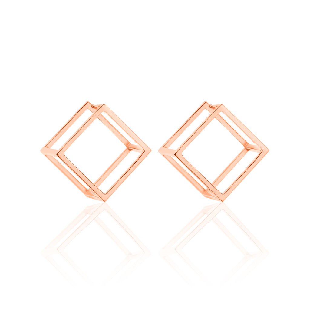 HIJA Damen Ohrstecker Silber rosevergoldet 925 Viereck