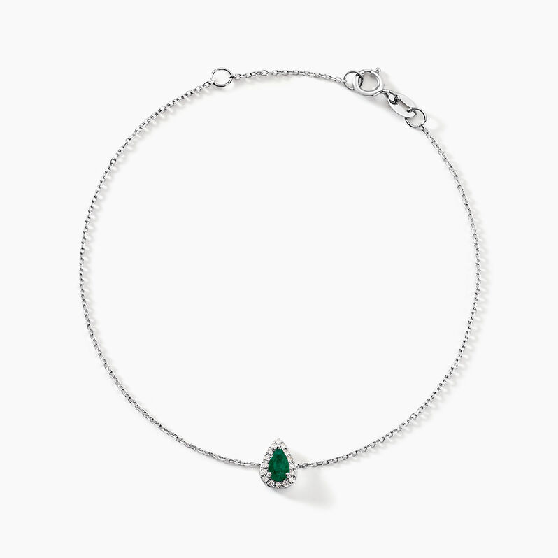 Bracelet Juliettina Or Blanc Emeraude Et Diamant - Spannringe Damen | OROVIVO