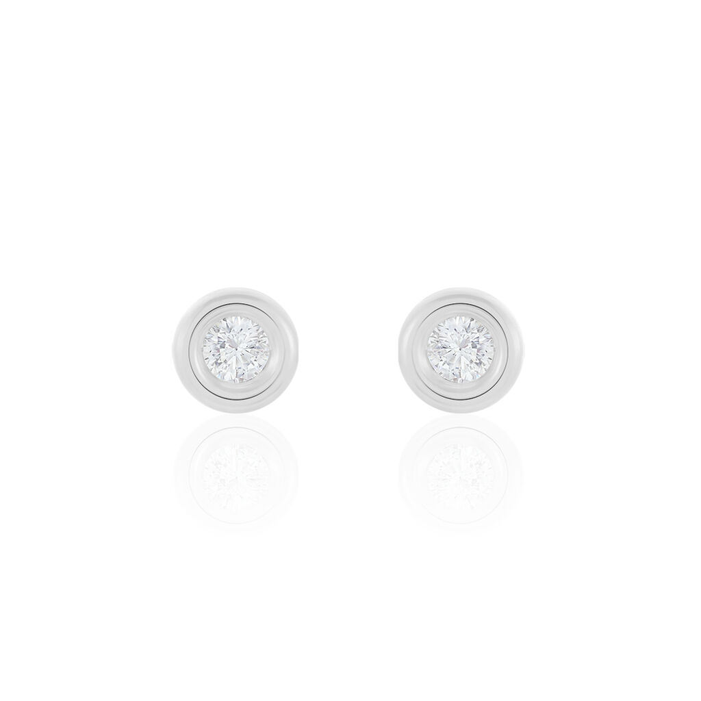 Thumbnail - Damen Ohrstecker Weißgold 375 Zirkonia 3mm, Ohrstecker mit Stein