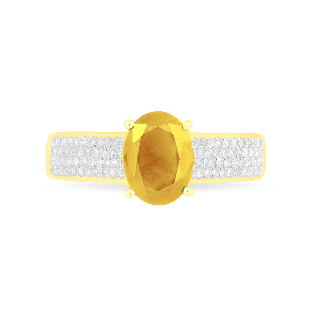 Bague Crista Or Jaune Citrine Et Diamant - Spannringe Damen | OROVIVO