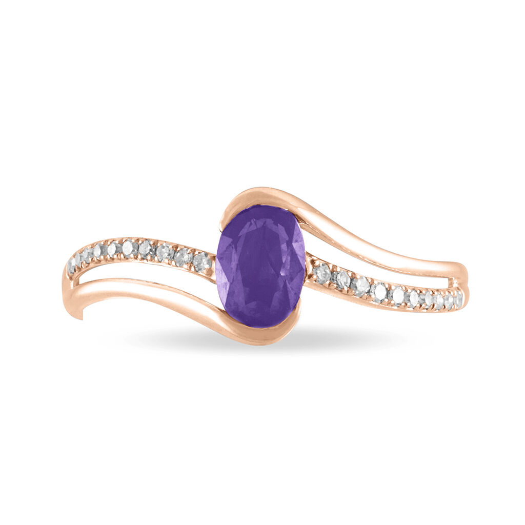 Bague Anja Or Rose Amethyste Et Diamant - Spannringe Damen | OROVIVO