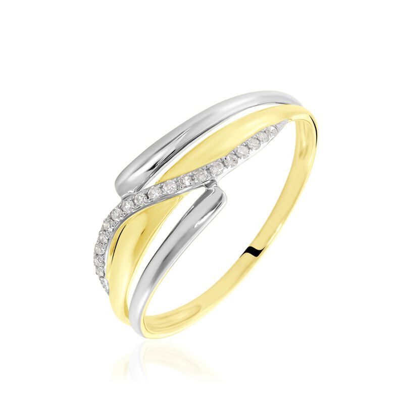 BODIL Damen Ring Gold 375 (9 Karat) Diamant Wei&szlig; 0,05 ct Welle - Ringe mit Stein Damen | OROVIVO