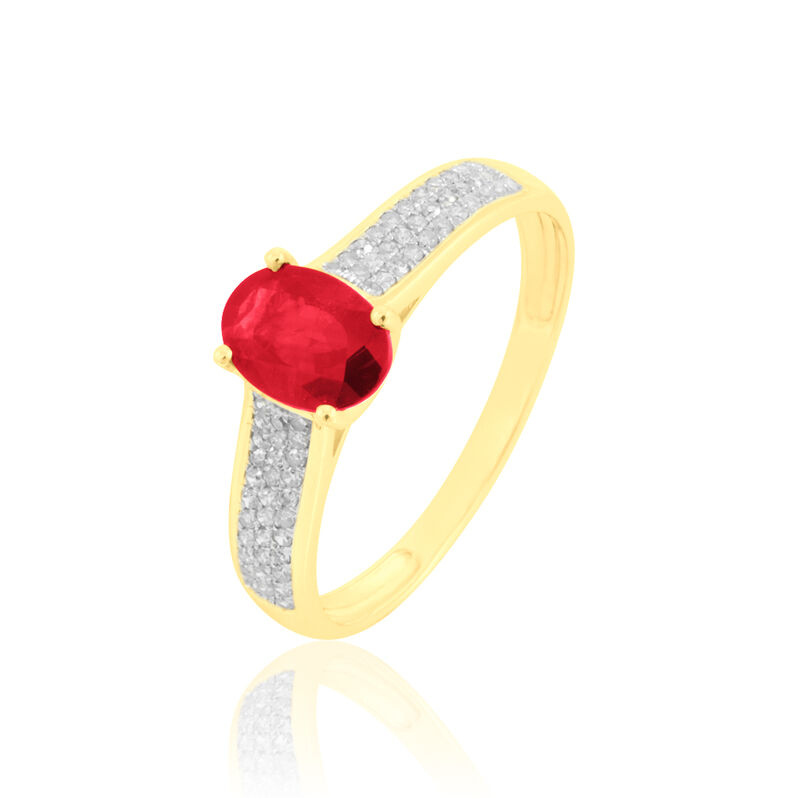 Bague Crista Or Jaune Rubis Et Diamant - Spannringe Damen | OROVIVO