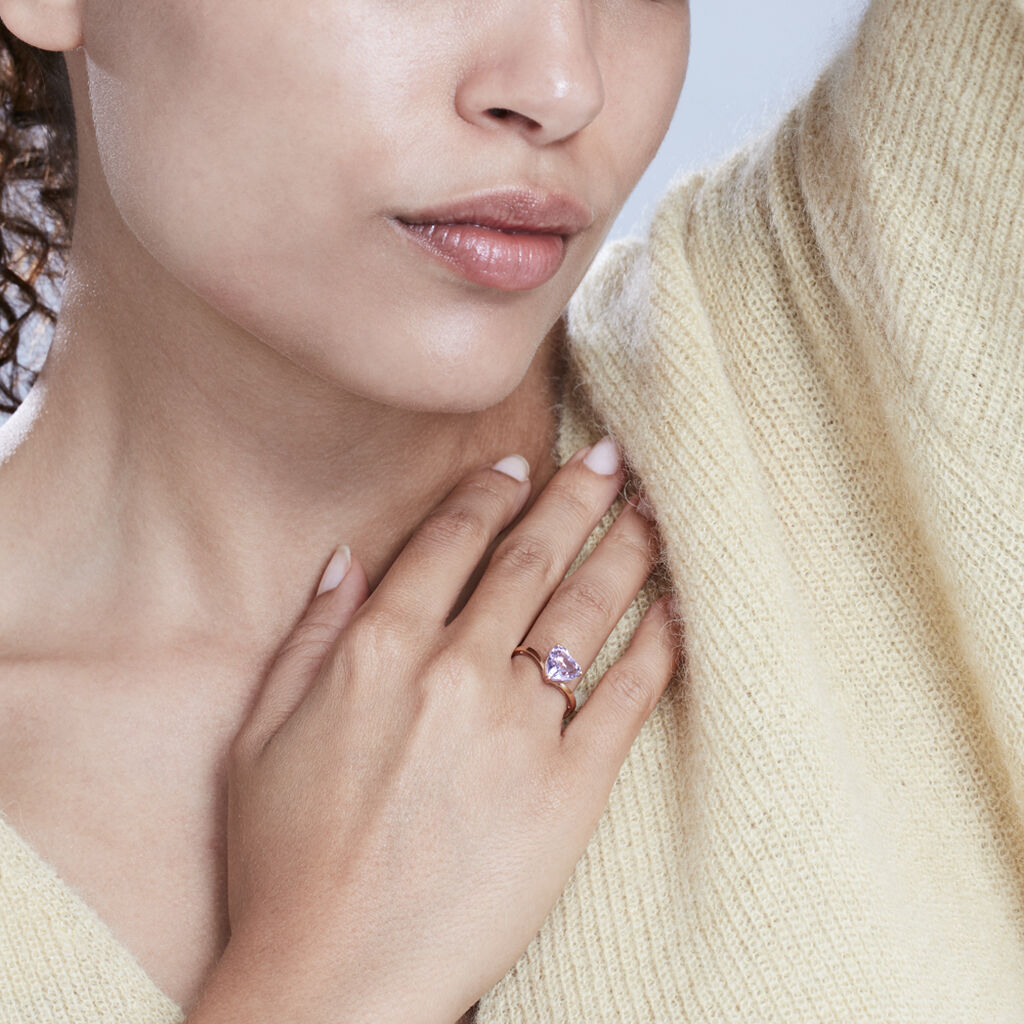 Bague Or Jaune Aaliyah Forme Cœur Amethyste - Spannringe Damen | OROVIVO