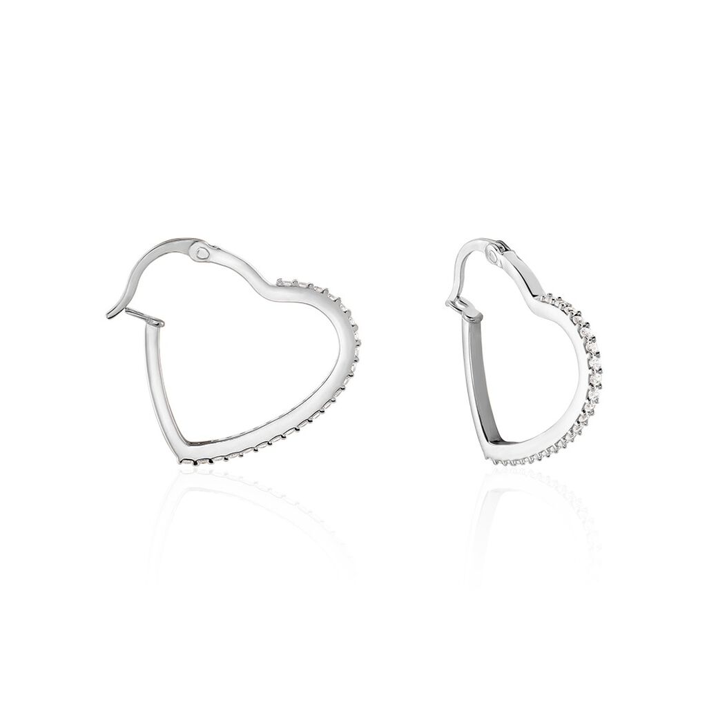 LEANNA Damen Creolen Silber 925 Zirkonia Wei&szlig; 0,75 ct Herz