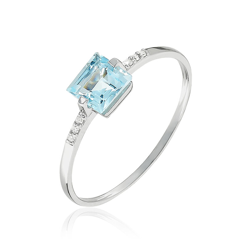 Bague Traicy Or Blanc Topaze Et Diamant - Spannringe Damen | OROVIVO