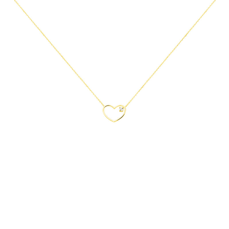 Collier Or Jaune Enziane Motif Cœur Oxyd - Spannringe Damen | OROVIVO