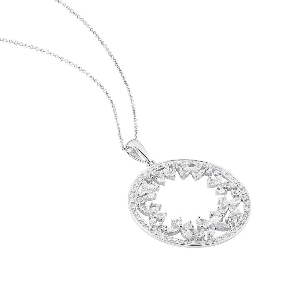 KATUCIA 9 Damen Collier Silber 925 Zirkonia Wei&szlig; Kreis