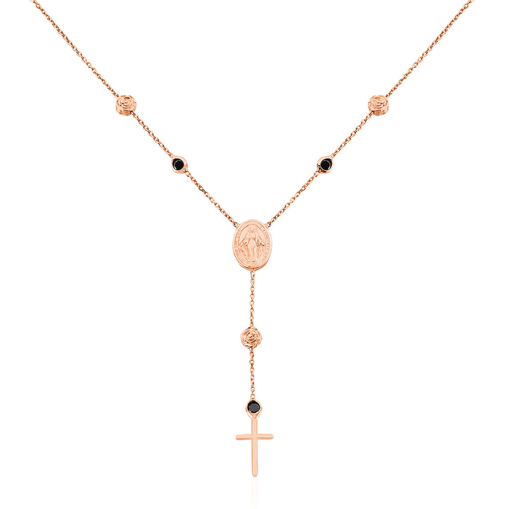 Damen Halskette Silber 925 Rosé Vergoldet Rosenkranz - Ketten mit Anhänger Damen | OROVIVO