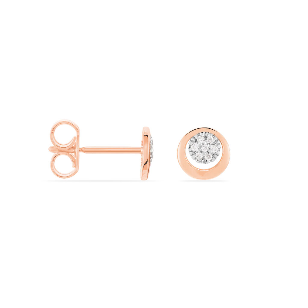 Damen Ohrstecker Rosegold 375 Diamant 0,05ct Kreis Rosa  - Ohrstecker Damen | OROVIVO