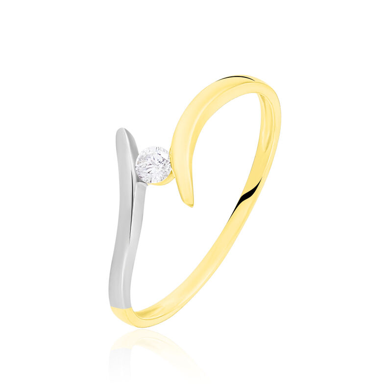 Bague Solitaire Ascagne Or Bicolore Oxyde De Zirconium - Spannringe Damen | OROVIVO