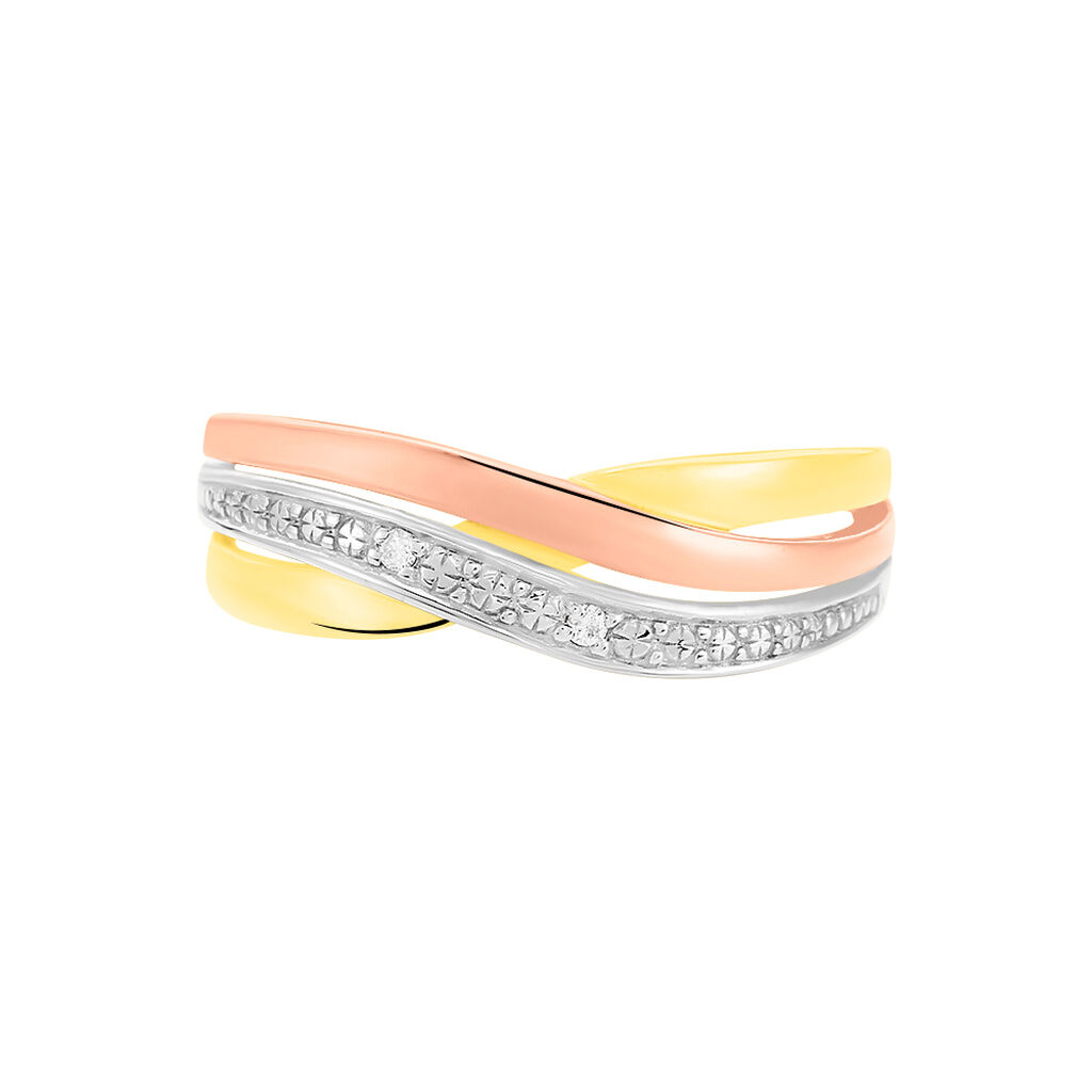 BICI Damen Ring Gold Tricolor 375 (9 Karat) Diamant Wei&szlig; 0,01 ct B 6 mm