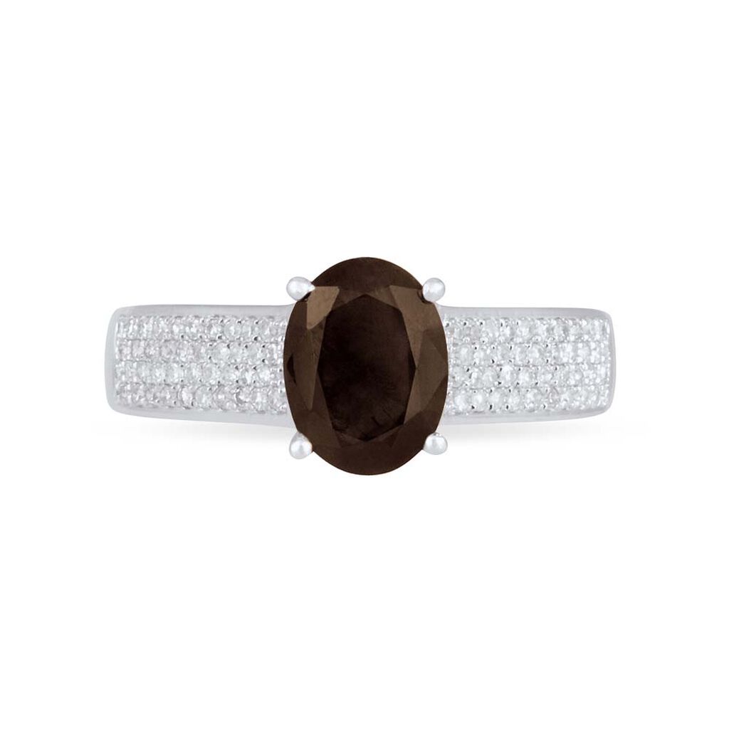 Bague Crista Or Blanc Quartz Et Diamant - Spannringe Damen | OROVIVO