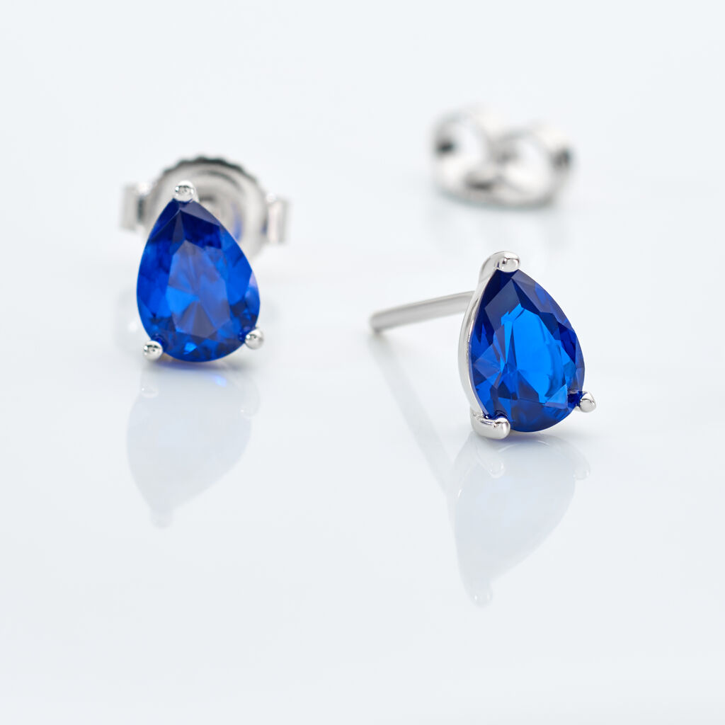 TALIDA Damen Ohrstecker Silber 925 Zirkonia Blau