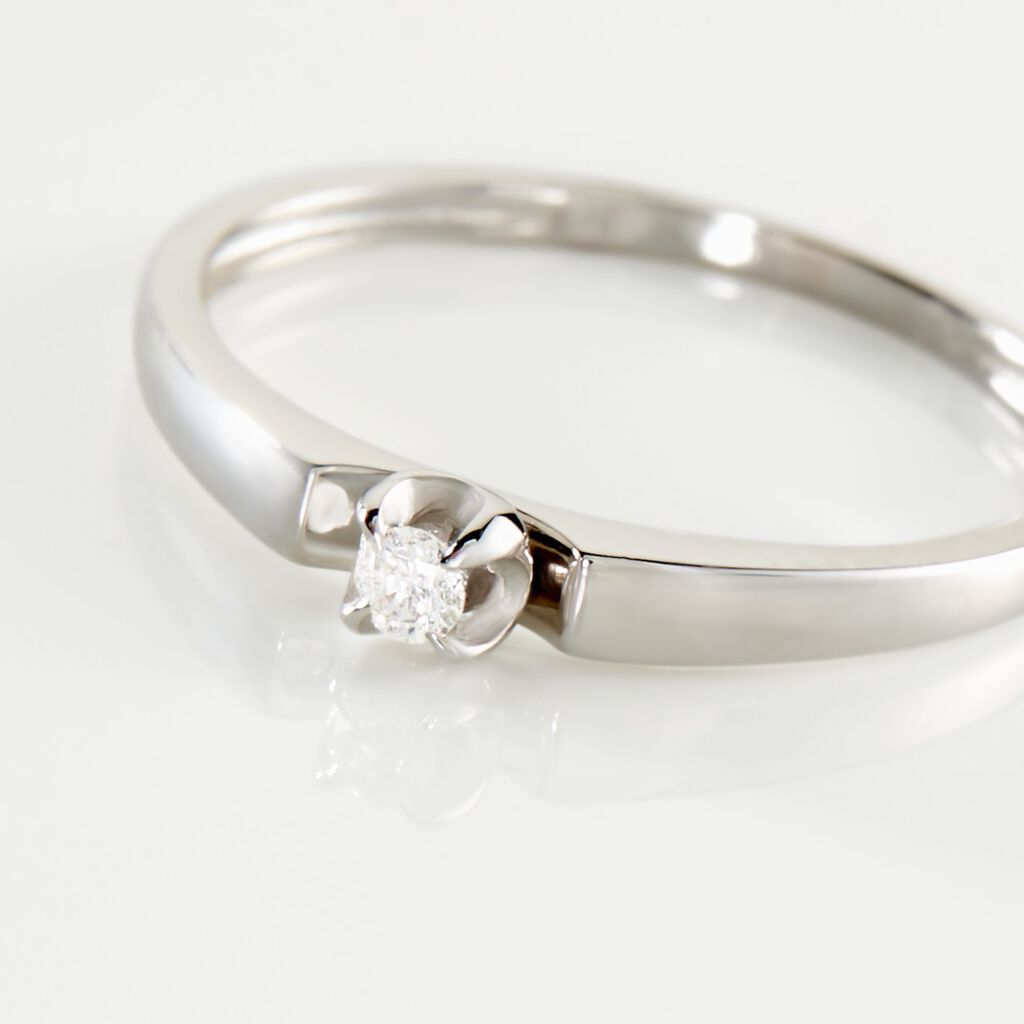 LINI Damen Ring Wei&szlig;gold 375 (9 Karat) Diamant Wei&szlig; 0,03 ct