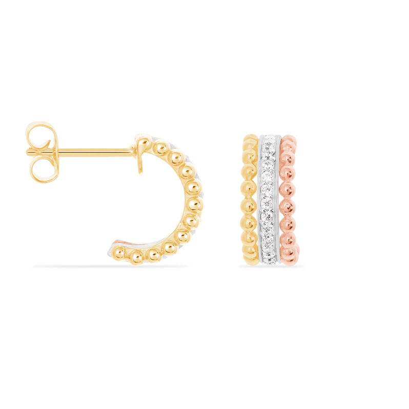 SUMALLA Damen Creolen Vergoldet Tricolor Zirkonia Wei&szlig; B 2 mm - Creolen Damen | OROVIVO