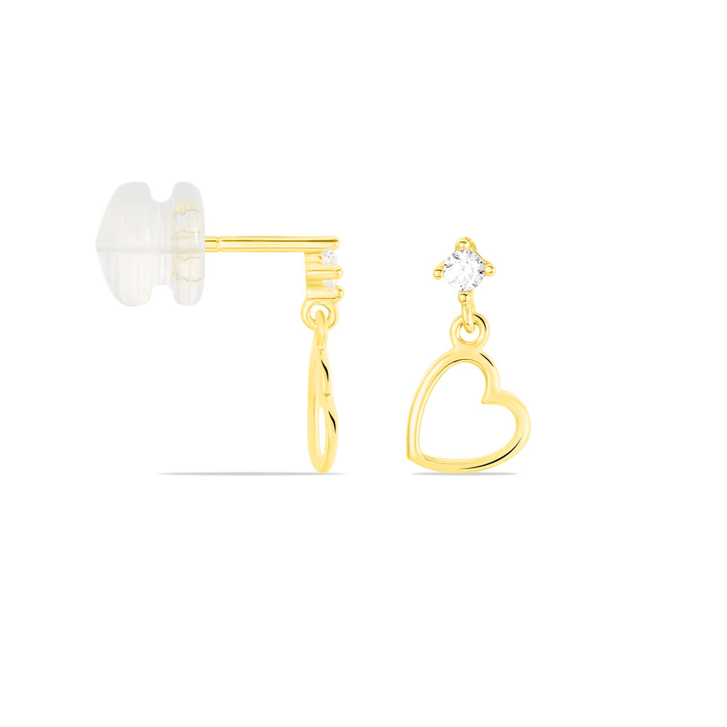 DARIA HERZ 6 Damen Ohrringe Lang Gold 375 (9 Karat) Herz