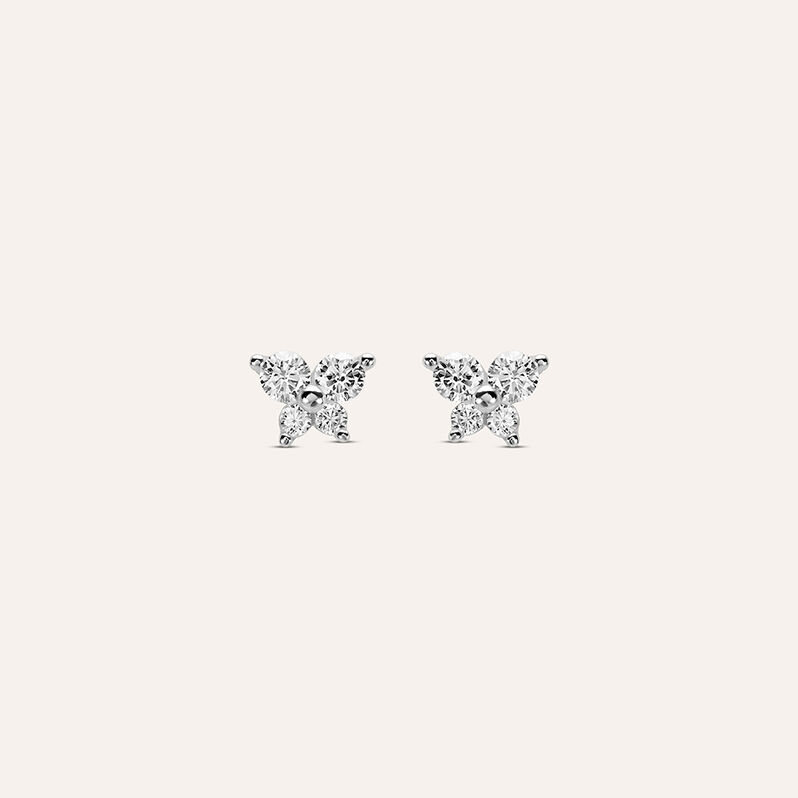 Orecchini Lobo Bon Ton Oro Bianco Cubic Zirconia - Spannringe Damen | OROVIVO