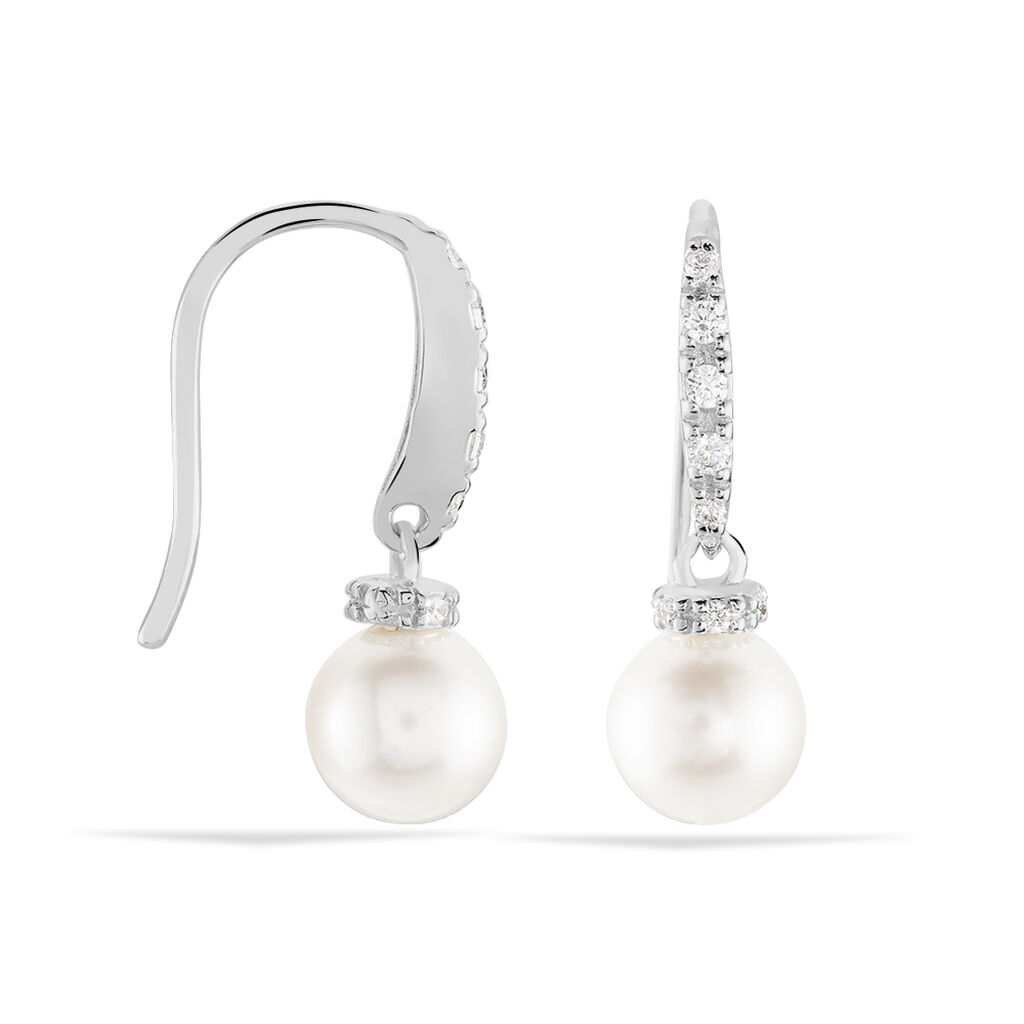 ANGELA Damen Ohrringe Lang Silber 925 Zuchtperle Perlmutt