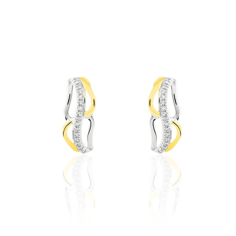 Boucles D'oreilles Puces Or Bicolore Diamant - Spannringe Damen | OROVIVO