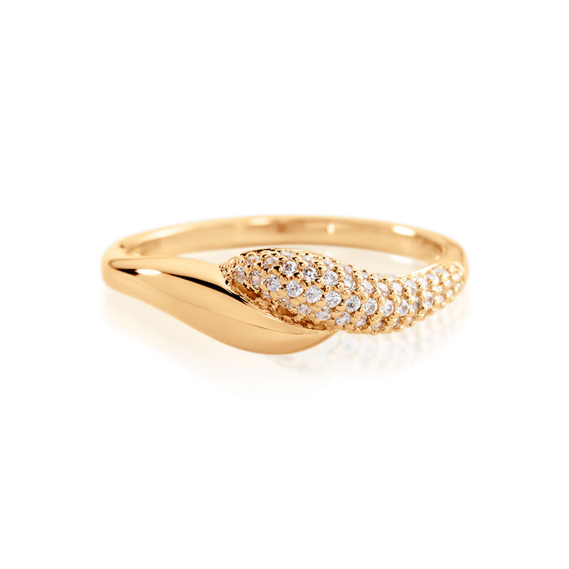 CELIA Damen Ring Vergoldet Zirkonia Wei&szlig; B 5 mm - Ringe mit Stein Damen | OROVIVO