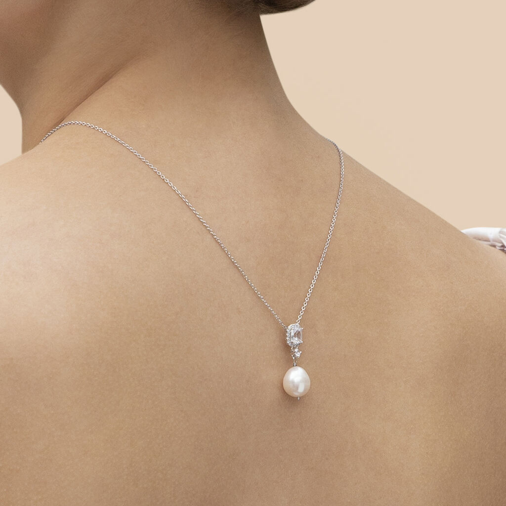 Damen Halskette Silber 925 Zuchtperle Zirkonia - Halsketten Damen | OROVIVO