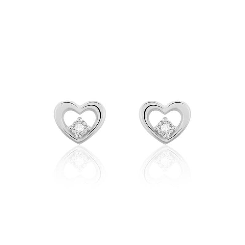 Damen Ohrstecker Weißgold 375 Diamant 0,01ct Herz - Ohrstecker Damen | OROVIVO