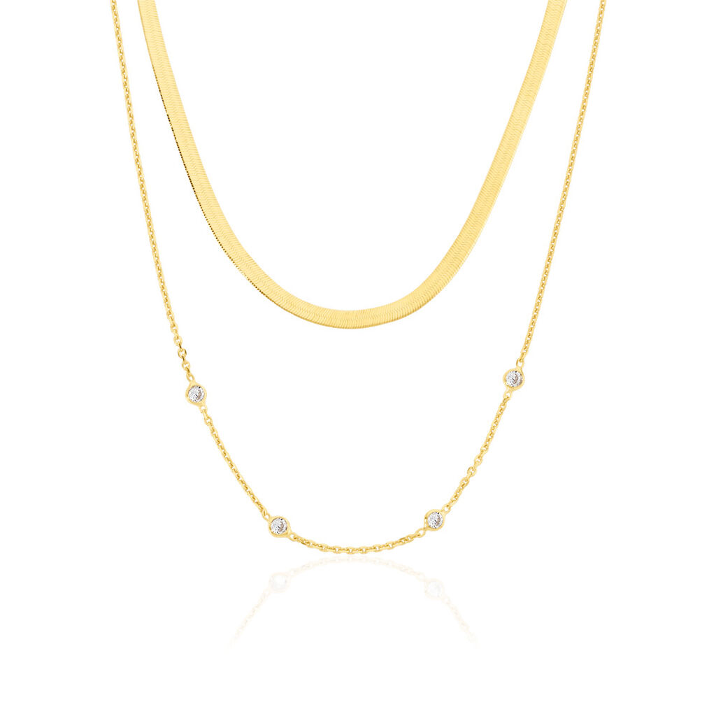 Nymera Damen Collier Silber vergoldet 925 Zirkonia Wei&szlig; 0,6 ct B 2,6 mm