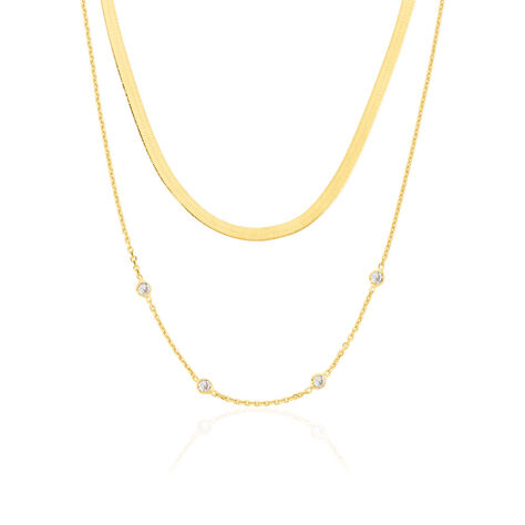 Nymera Damen Collier Silber vergoldet 925 Zirkonia Wei&szlig; 0,6 ct B 2,6 mm - Halsketten Damen | OROVIVO