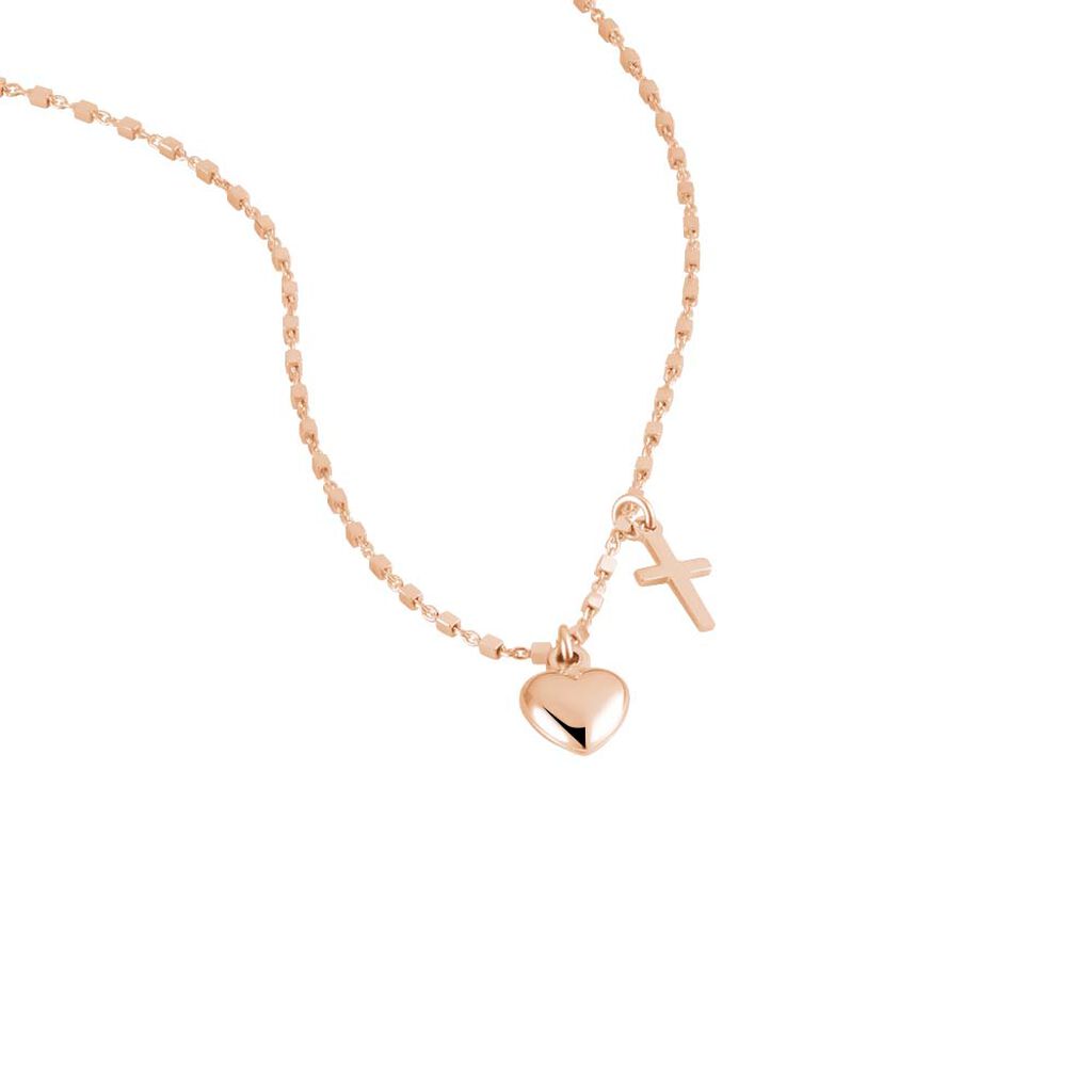 Damen Collier Silber rosevergoldet 925 Herz B 1 mm