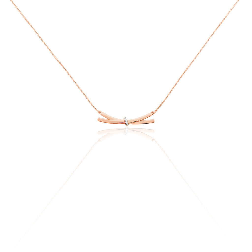 ILVIA Damen Collier Rosegold 375 (9 Karat) Diamant Wei&szlig; 0,01 ct Knoten
