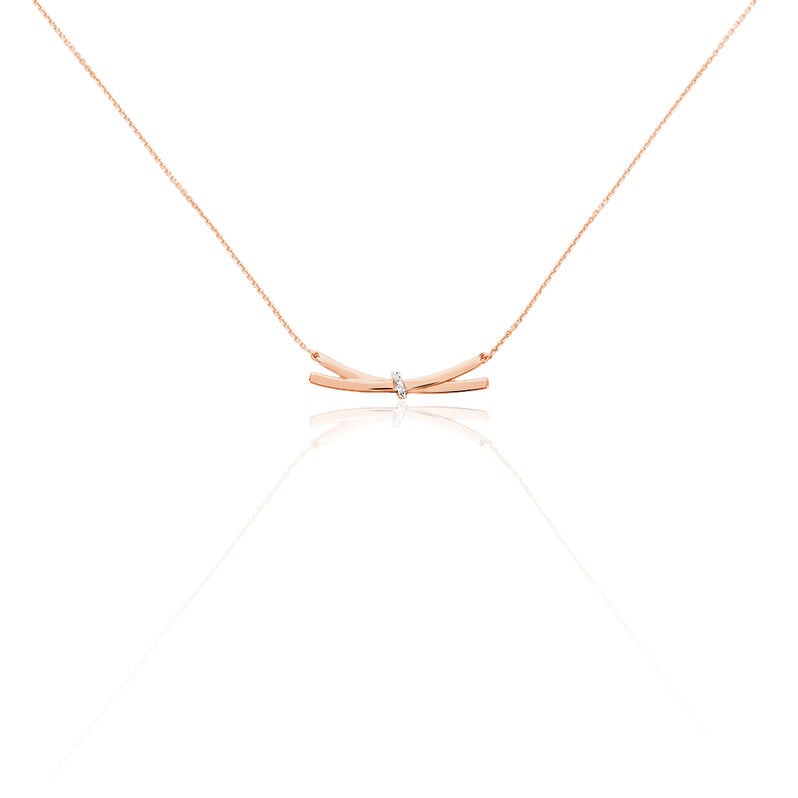 ILVIA Damen Collier Rosegold 375 (9 Karat) Diamant Wei&szlig; 0,01 ct Knoten - Halsketten Damen | OROVIVO