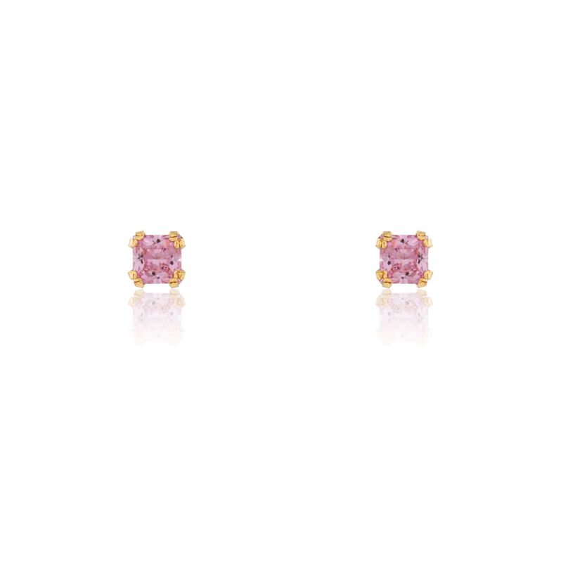 Ohrstecker Gold 375 Rosé Zirkonia Viereck 3mm - Ohrstecker Familie | OROVIVO