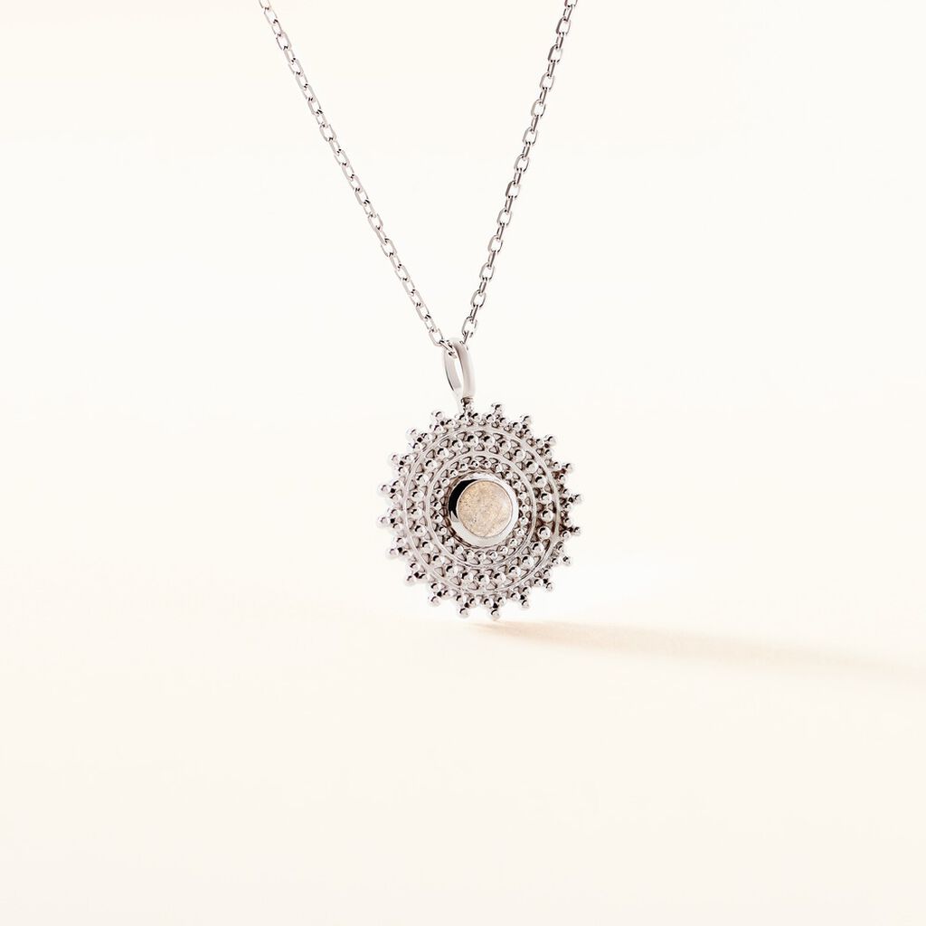 Collier Argent Rhodie Nyoko Rosace Labradorite - Spannringe Damen | OROVIVO