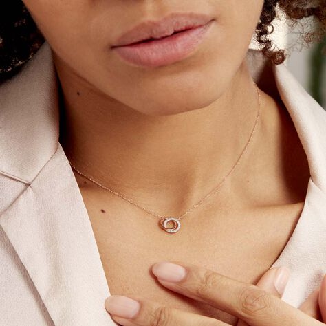 Damen Halskette Gold 375 Bicolor Diamanten 0,074ct - Halsketten Damen | OROVIVO