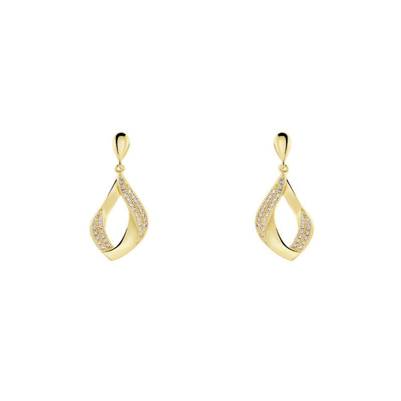 SARRA Damen Ohrringe Lang Vergoldet 750 Zirkonia --- Oval B 12 mm - Ohrringe mit Stein Damen | OROVIVO